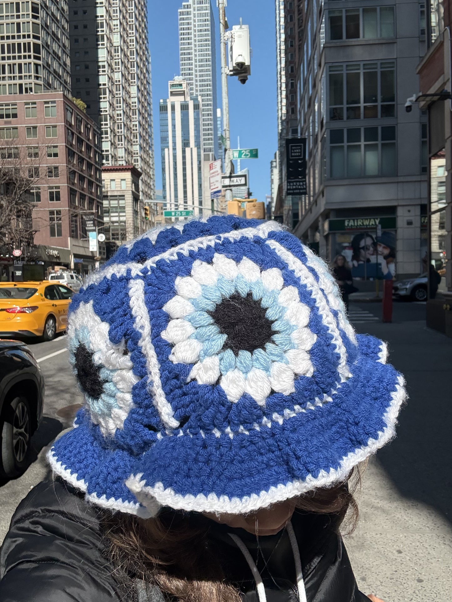 Evil Eye Granny Square Bucket Hat